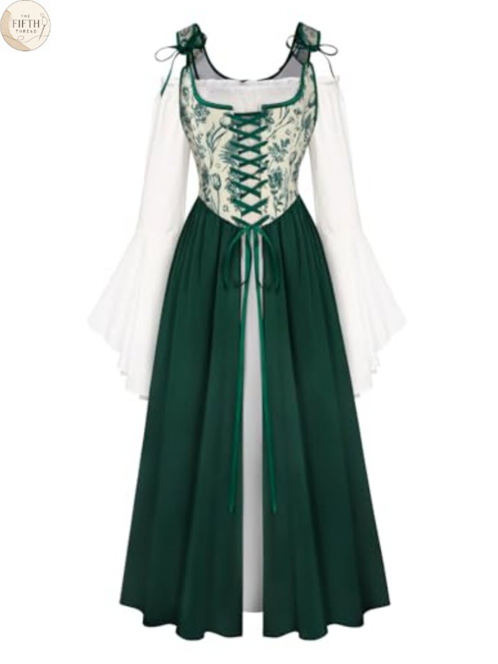 Renaissance Costume Bell Sleeve Medieval Dress Two-Piece Set Cosplay